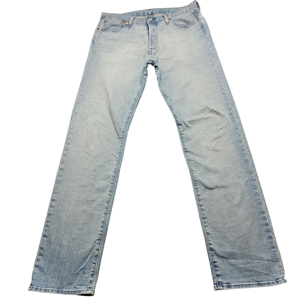 Levis 501 Original Fit Light Wash Blue Denim Straight Leg Jeans Mens W34 L36